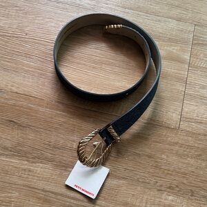 Denim Blue Belt with Gold Buckle